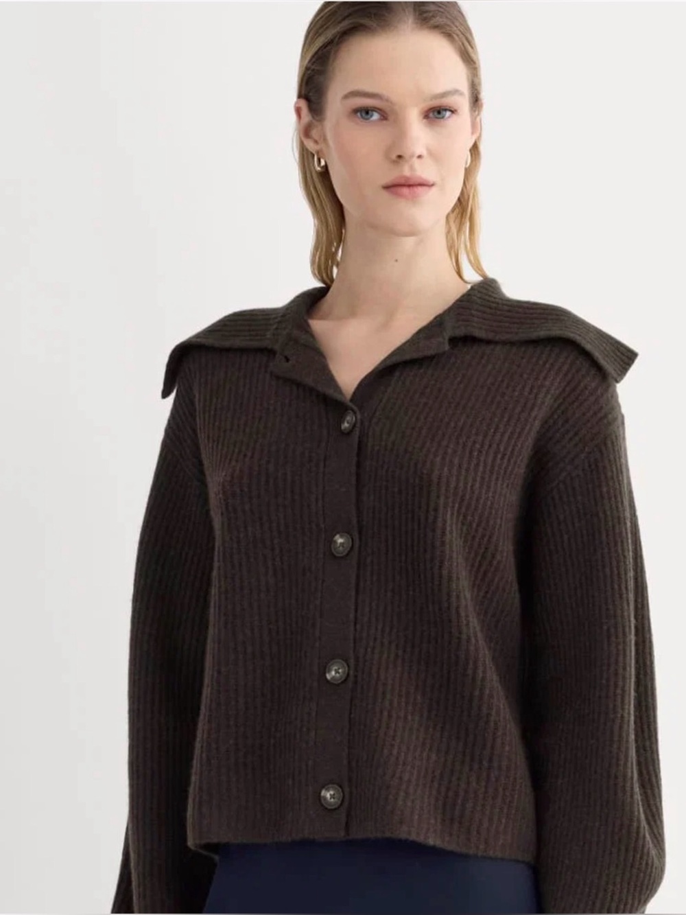 NWT Everlane FISHERMAN CARDIGAN IN WOOL CASHMERE Small Brown